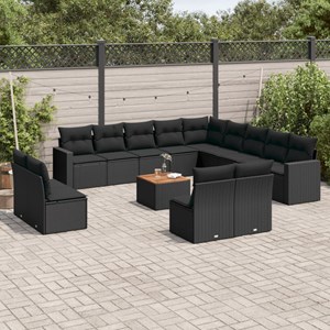 Maison exclusive - salon de jardin avec coussins 14 pcs noir résine tressée