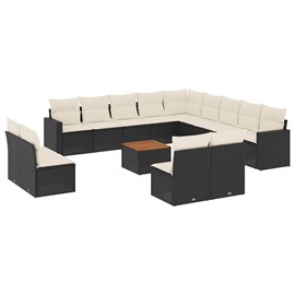 Maison exclusive - salon de jardin avec coussins 14 pcs noir résine tressée