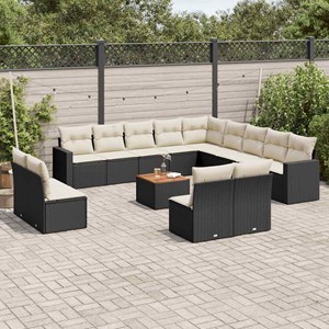 Maison exclusive - salon de jardin avec coussins 14 pcs noir résine tressée