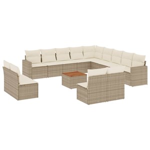 Maison exclusive - salon de jardin avec coussins 14 pcs beige résine tressée