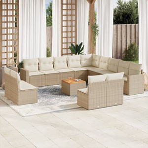Maison exclusive - salon de jardin avec coussins 14 pcs beige résine tressée