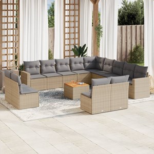 Maison exclusive - salon de jardin et coussins 14 pcs mélange beige résine tress