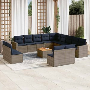 Maison exclusive - salon de jardin avec coussins 14 pcs gris résine tressée