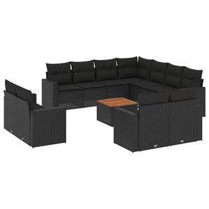 Maison exclusive - salon de jardin 12 pcs avec coussins noir résine tressée