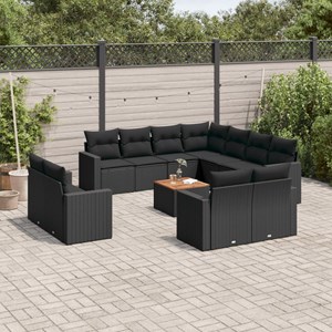 Maison exclusive - salon de jardin 12 pcs avec coussins noir résine tressée