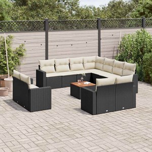 Maison exclusive - salon de jardin 12 pcs avec coussins noir résine tressée
