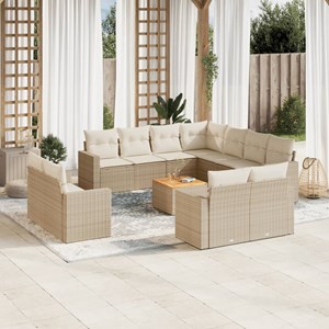 Maison exclusive - salon de jardin avec coussins 12 pcs beige résine tressée