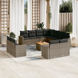 Maison exclusive - salon de jardin avec coussins 12 pcs gris résine tressée