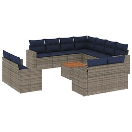 Maison exclusive - salon de jardin avec coussins 12 pcs gris résine tressée