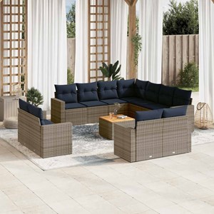 Maison exclusive - salon de jardin avec coussins 12 pcs gris résine tressée