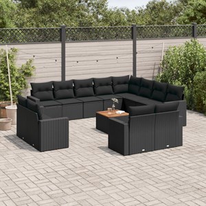 Maison exclusive - salon de jardin avec coussins 13 pcs noir résine tressée