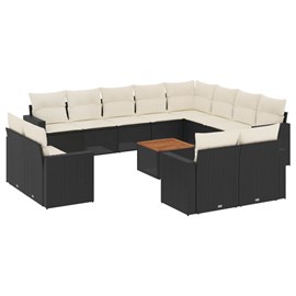 Maison exclusive - salon de jardin avec coussins 13 pcs noir résine tressée