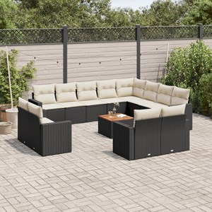 Maison exclusive - salon de jardin avec coussins 13 pcs noir résine tressée