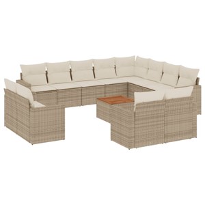 Maison exclusive - salon de jardin avec coussins 13 pcs beige résine tressée