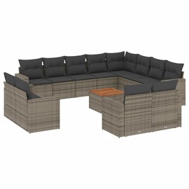 Maison exclusive - salon de jardin avec coussins 13 pcs gris résine tressée