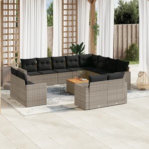 Maison exclusive - salon de jardin avec coussins 13 pcs gris résine tressée