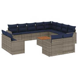 Maison exclusive - salon de jardin avec coussins 13 pcs gris résine tressée