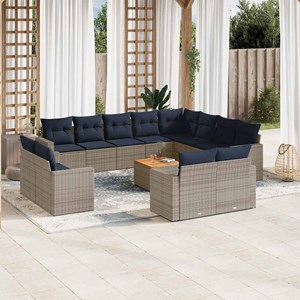 Maison exclusive - salon de jardin avec coussins 13 pcs gris résine tressée