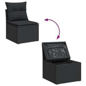 Maison exclusive - salon de jardin avec coussins 14 pcs noir résine tressée