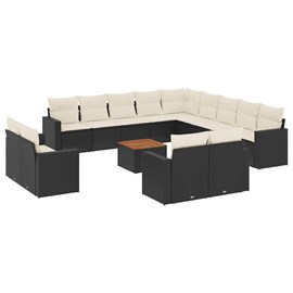 Maison exclusive - salon de jardin avec coussins 14 pcs noir résine tressée