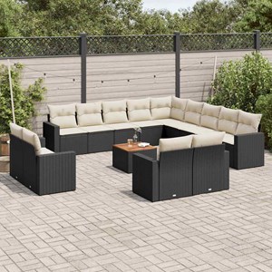 Maison exclusive - salon de jardin avec coussins 14 pcs noir résine tressée
