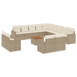 Maison exclusive - salon de jardin avec coussins 14 pcs beige résine tressée