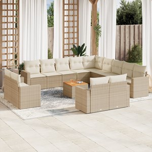 Maison exclusive - salon de jardin avec coussins 14 pcs beige résine tressée