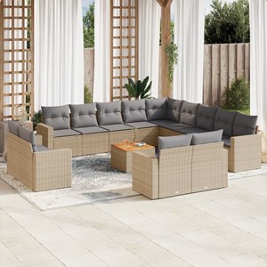 Maison exclusive - salon de jardin et coussins 14 pcs mélange beige résine tress