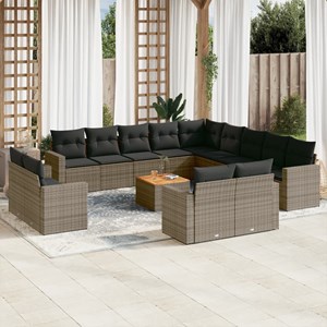 Maison exclusive - salon de jardin avec coussins 14 pcs gris résine tressée