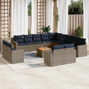Maison exclusive - salon de jardin avec coussins 14 pcs gris résine tressée
