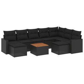 Maison exclusive - salon de jardin 10 pcs avec coussins noir résine tressée