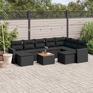 Maison exclusive - salon de jardin 10 pcs avec coussins noir résine tressée