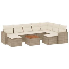 Maison exclusive - salon de jardin avec coussins 10 pcs beige résine tressée