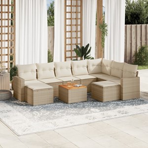 Maison exclusive - salon de jardin avec coussins 10 pcs beige résine tressée