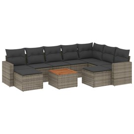 Maison exclusive - salon de jardin avec coussins 10 pcs gris résine tressée