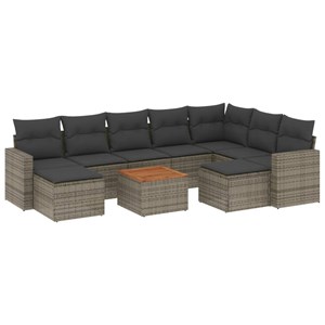 Maison exclusive - salon de jardin avec coussins 10 pcs gris résine tressée