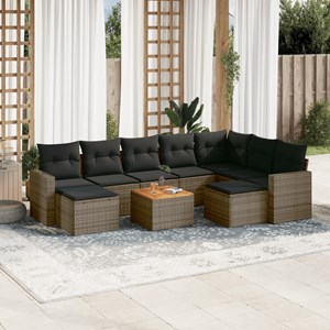 Maison exclusive - salon de jardin avec coussins 10 pcs gris résine tressée