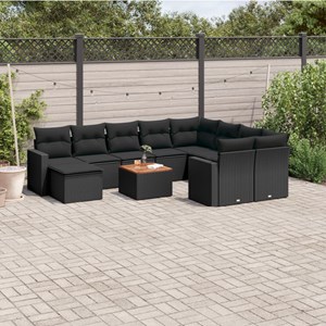 Maison exclusive - salon de jardin 11 pcs avec coussins noir résine tressée