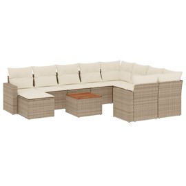Maison exclusive - salon de jardin 11 pcs avec coussins beige résine tressée