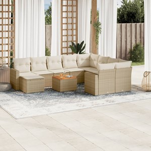 Maison exclusive - salon de jardin 11 pcs avec coussins beige résine tressée