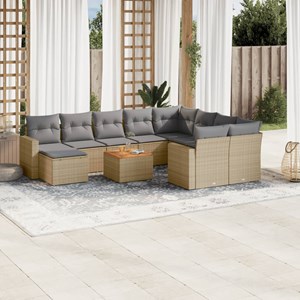 Maison exclusive - salon de jardin et coussins 11 pcs mélange beige résine tress