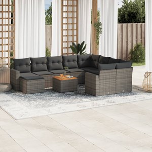 Maison exclusive - salon de jardin 11 pcs avec coussins gris résine tressée