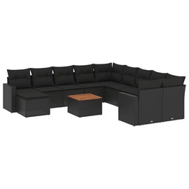 Maison exclusive - salon de jardin 12 pcs avec coussins noir résine tressée