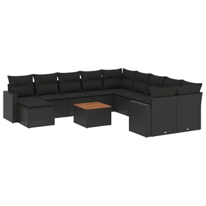 Maison exclusive - salon de jardin 12 pcs avec coussins noir résine tressée