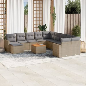 Maison exclusive - salon de jardin et coussins 12 pcs mélange beige résine tress