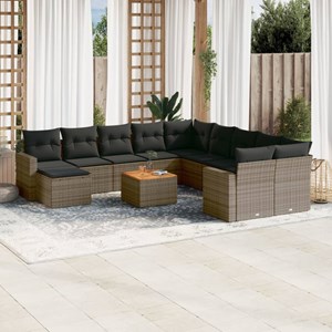 Maison exclusive - salon de jardin avec coussins 12 pcs gris résine tressée