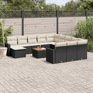Maison exclusive - salon de jardin avec coussins 13 pcs noir résine tressée
