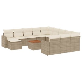 Maison exclusive - salon de jardin avec coussins 13 pcs beige résine tressée