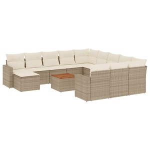 Maison exclusive - salon de jardin avec coussins 13 pcs beige résine tressée