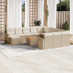 Maison exclusive - salon de jardin avec coussins 13 pcs beige résine tressée